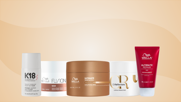 Haarmasken Sortiment aus K18 Wella Ultimate, Fusion und Oil Reflections Serie