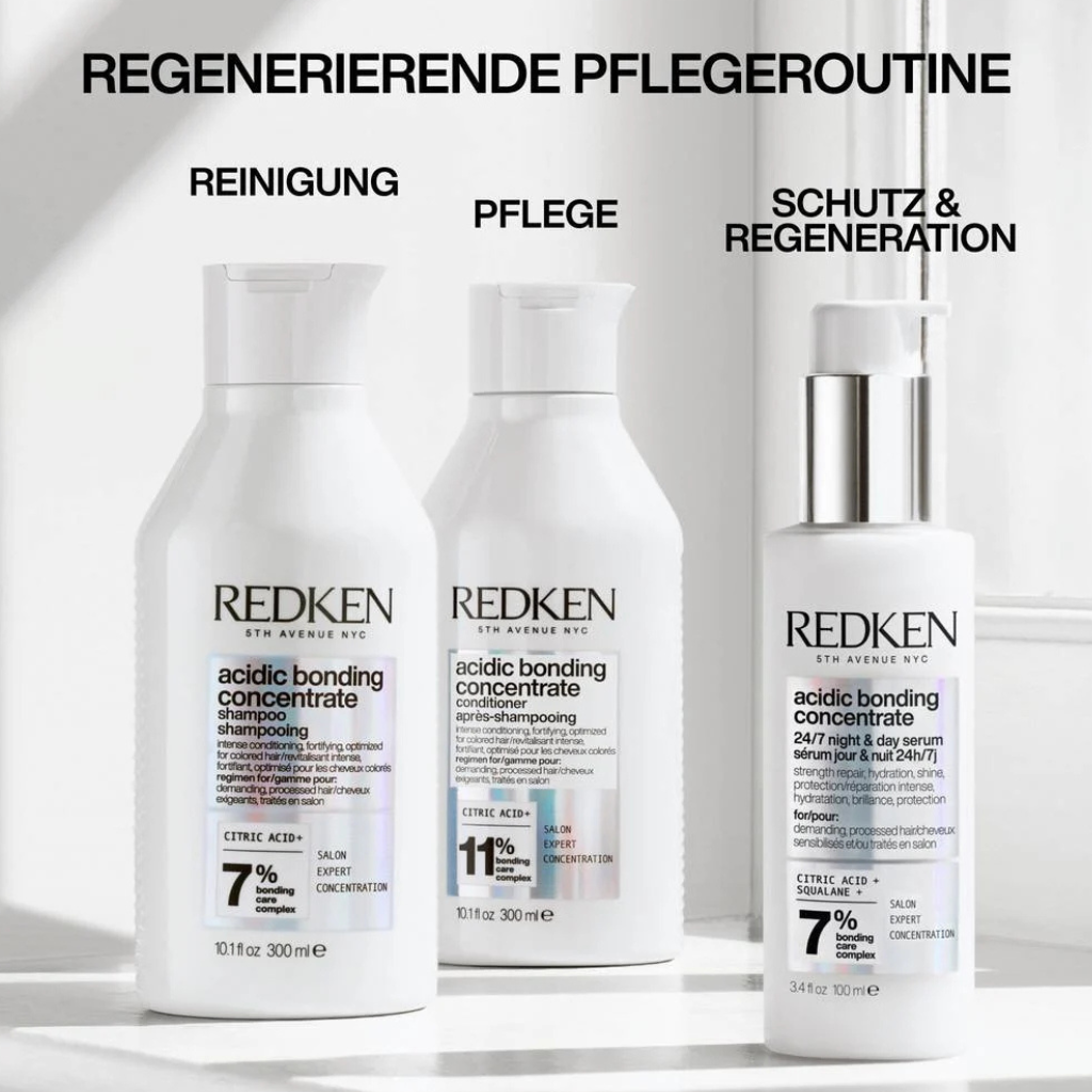 Redken Acidic Bonding Concentrate Shampoo, Conditioner und Day & Night Serum