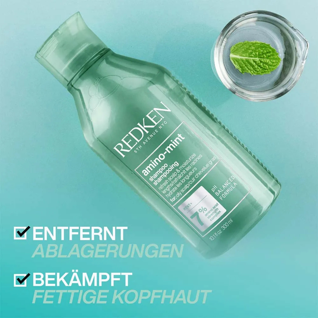 Das Amino int Shampoo entfernt Abagerungen und bekämpft fettige Kopfhaut.
