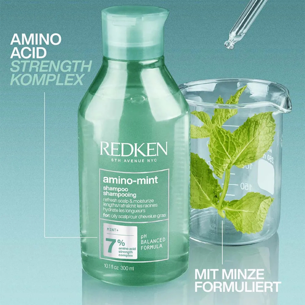 Das Amino Mint Shampoo ist mit Minze formuliert.