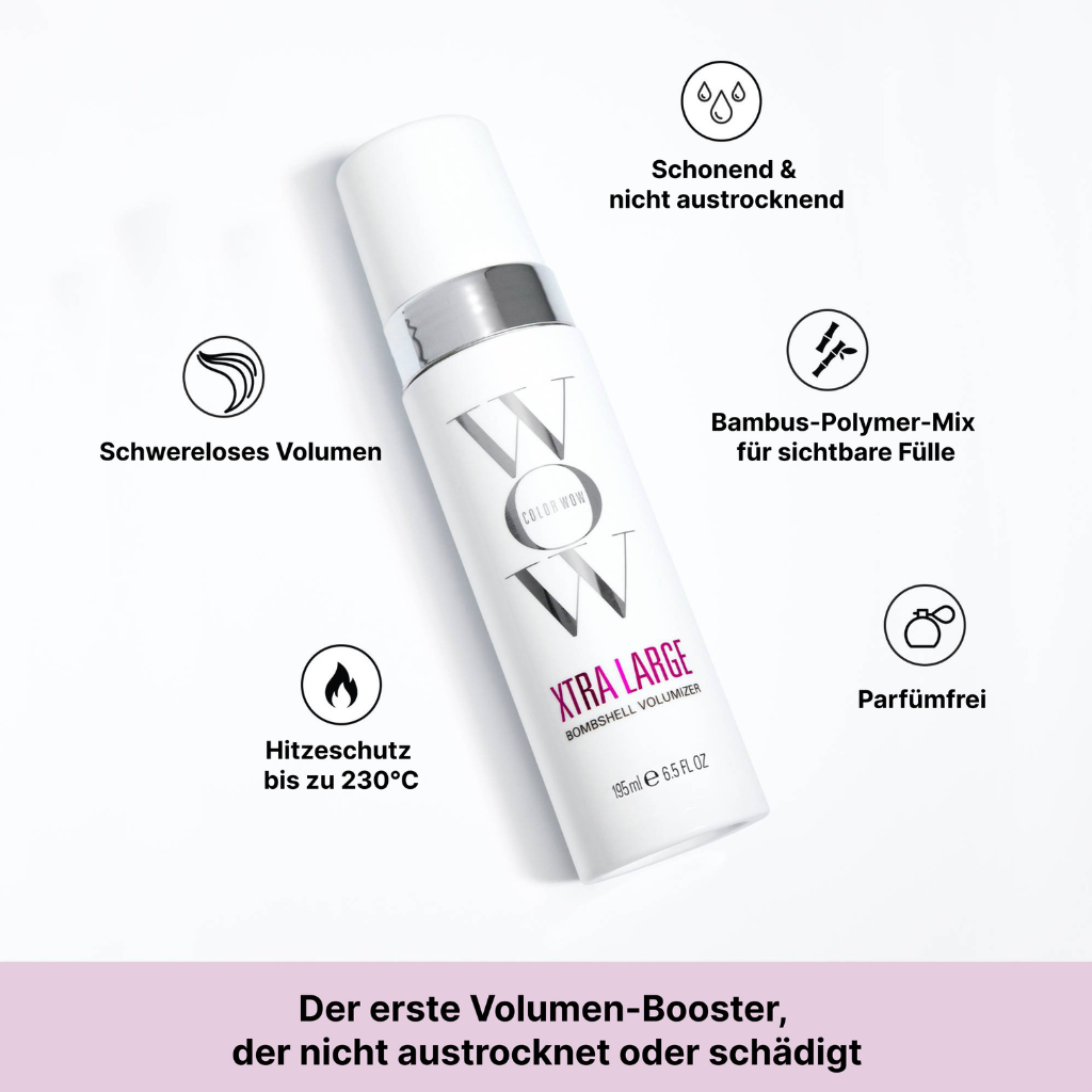 Eigenschaften des Color Wow Xtra Large Bombshell Volumizers für schwereloses Volumen