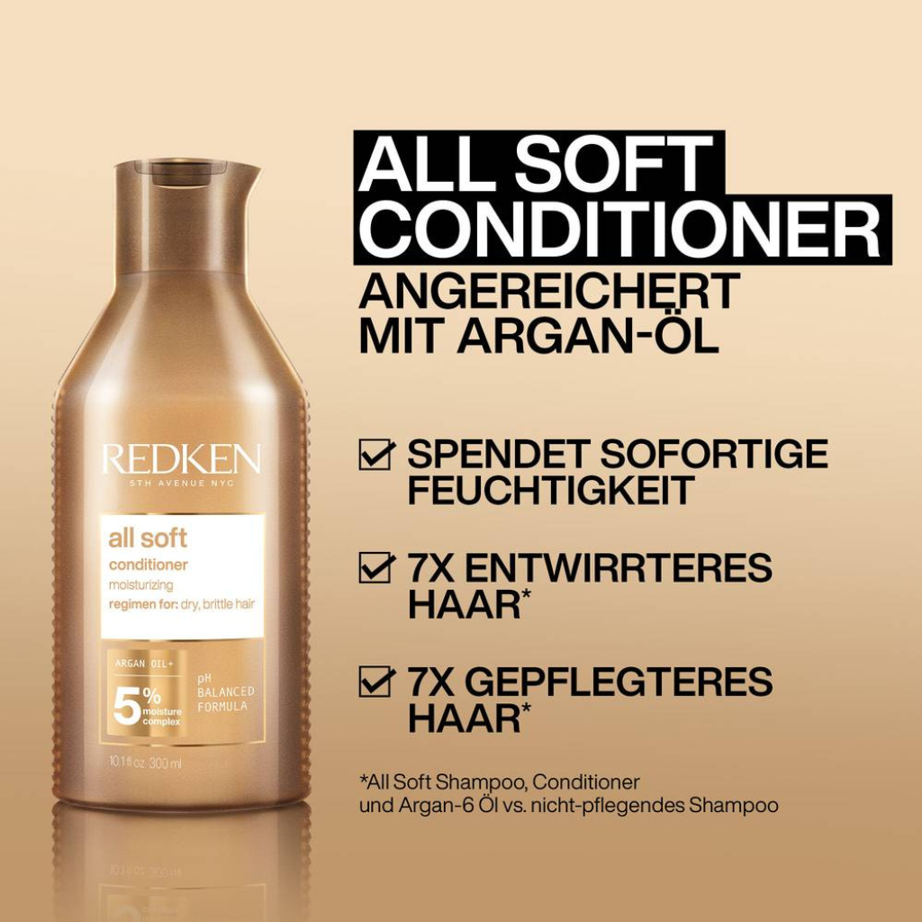 Redken All Soft Conditioner mit Arganöl für Feuchtigkeit und Geschmeidigkeit