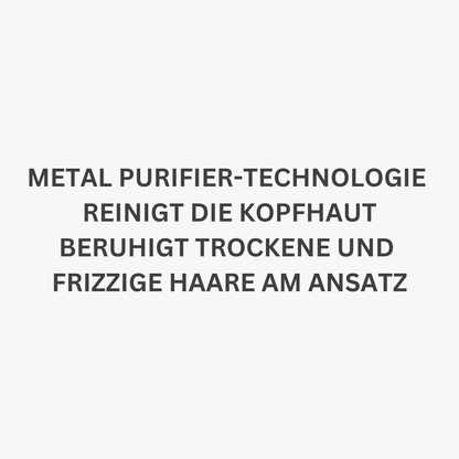 Reinigt die Kopfhaut und beruhigt trockene und frizzige Haare im Ansatz